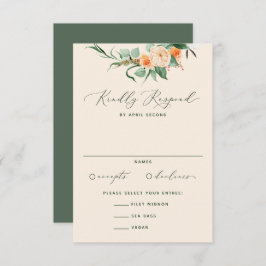 Botanische Boho Neutral Greenerity Peach Hochzeit RSVP Karte