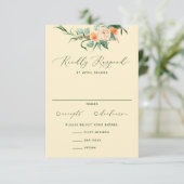Botanische Boho-Neutronengrün-Gelbe Hochzeit RSVP Karte (Stehend Vorderseite)