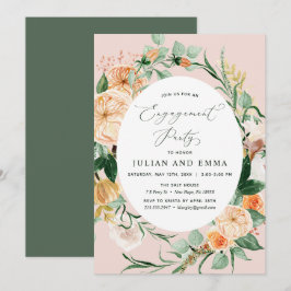 Botanische Boho Pastel Blush Pink Engagement Party Einladung