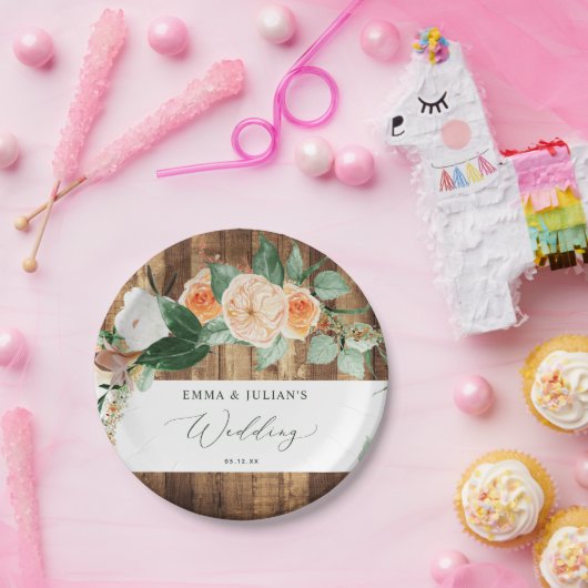 Botanische Boho Personalisierte Hochzeit Pappteller (Party)