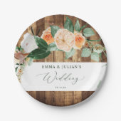 Botanische Boho Personalisierte Hochzeit Pappteller (Vorderseite)