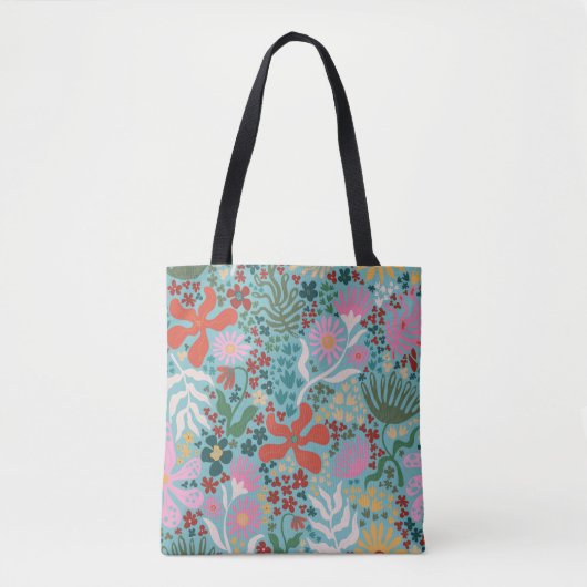 Botanische Boho-Reihe Türkis Tasche (Vorderseite)