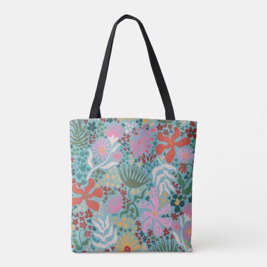 Botanische Boho-Reihe Türkis Tasche (Rückseite)