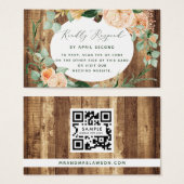 Botanische Boho Rustic Wedding QR Code RSVP Karte (Vorne & Hinten)