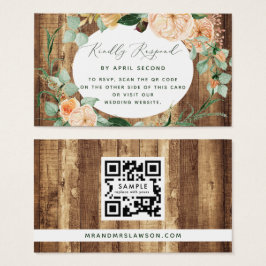 Botanische Boho Rustic Wedding QR Code RSVP Karte