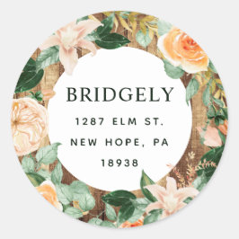 Botanische Boho Rustikale Rücksendeadresse Runder Aufkleber