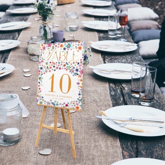 Botanische Boho Wildblume Tischnummer