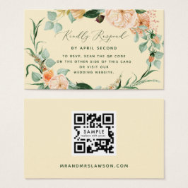 Botanische Boho Yellow Wedding QR Code RSVP Karte