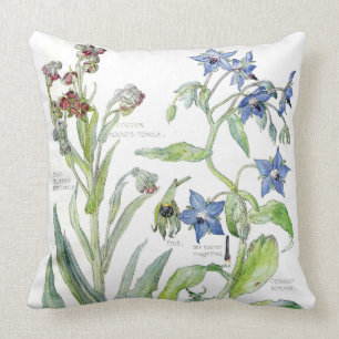 Botanische Borretsch Primel Blumen Wurfkissen Kissen