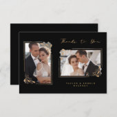 Botanische Branchen Eleganter Rahmen 2 Fotos Hochz Dankeskarte (Vorne/Hinten)