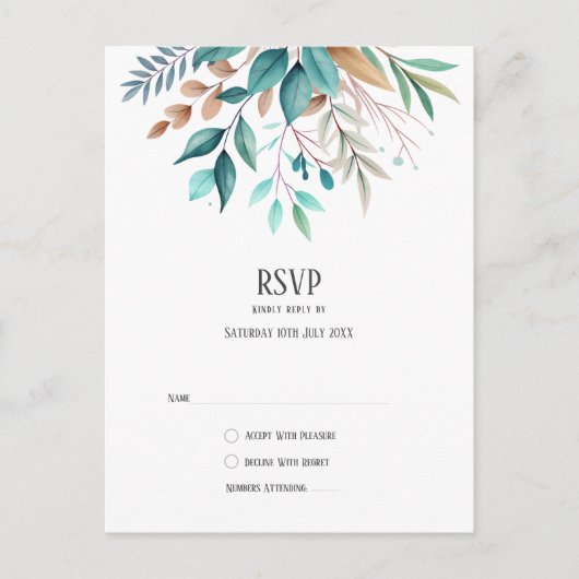 Botanische Branchen Wasserfarbe Thema Helle Farben Postkarte (Vorderseite)