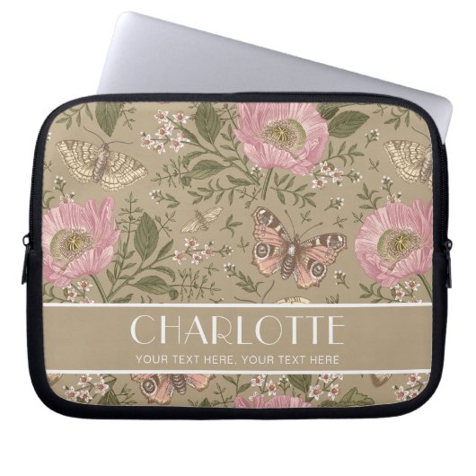 Botanische Braunblumenmonogramm der modernen Wildb Laptopschutzhülle (Vorderseite)