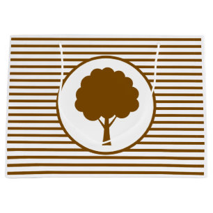 Botanische braune Baum-Streifen-Geschenktasche Große Geschenktüte