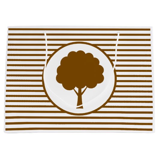 Botanische braune Baum-Streifen-Geschenktasche Große Geschenktüte (Vorderseite)