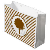 Botanische braune Baum-Streifen-Geschenktasche Große Geschenktüte (Vorderseite Schrägansicht)