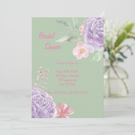 Botanische Brautdusche Einladung (Stehend Vorderseite)