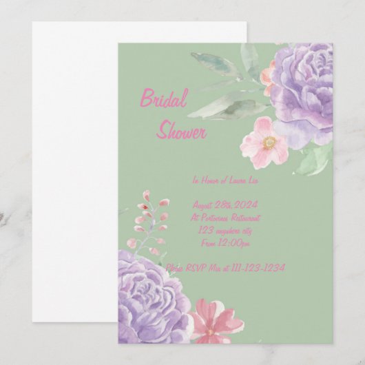 Botanische Brautdusche Einladung (Vorne/Hinten)