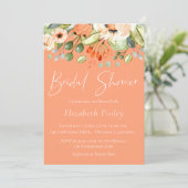 Botanische Brautdusche Peach Einladung (Stehend Vorderseite)