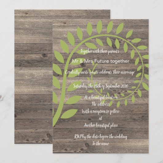 BOTANISCHE BREITERINVITATION EINLADUNG (Vorne/Hinten)