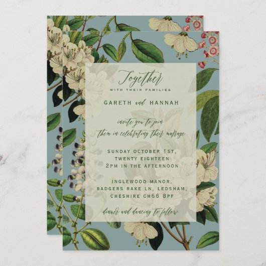 BOTANISCHE BREITINVITES - BLAU DES EISENS EINLADUNG (Vorne/Hinten)