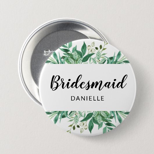 Botanische Bridesmaid Mit Monogramm Button (Vorne & Hinten)