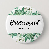 Botanische Bridesmaid Mit Monogramm Button (Vorderseite)