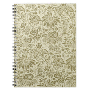 Botanische Brokat-Toile-Floral Grün-Sage-Muster Notizblock