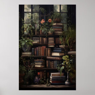 Botanische Bücher drucken, Grüne Bibliothek, Vinta Poster