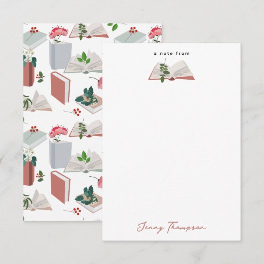 Botanische Bücher und Bibliothekslesemuster Dankeskarte (Vorne/Hinten)