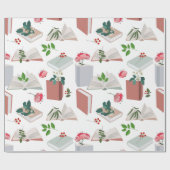 Botanische Bücher und Bibliothekslesemuster Geschenkpapier (Flach)