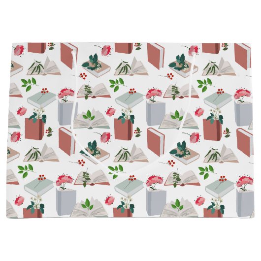 Botanische Bücher und Bibliothekslesemuster Große Geschenktüte (Vorderseite)