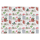 Botanische Bücher und Bibliothekslesemuster Große Geschenktüte (Rückseite)