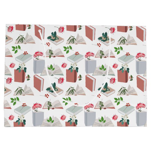 Botanische Bücher und Bibliothekslesemuster Große Geschenktüte (Rückseite)