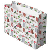 Botanische Bücher und Bibliothekslesemuster Große Geschenktüte (Rückseite Schrägansicht)