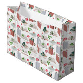 Botanische Bücher und Bibliothekslesemuster Große Geschenktüte (Vorderseite Schrägansicht)