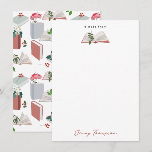 Botanische Bücher und Bibliothekslesemuster Mitteilungskarte (Vorne/Hinten)