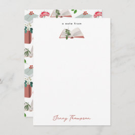 Botanische Bücher und Bibliothekslesemuster Mitteilungskarte