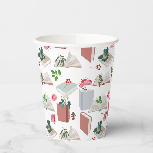 Botanische Bücher und Bibliothekslesemuster Pappbecher (Links)