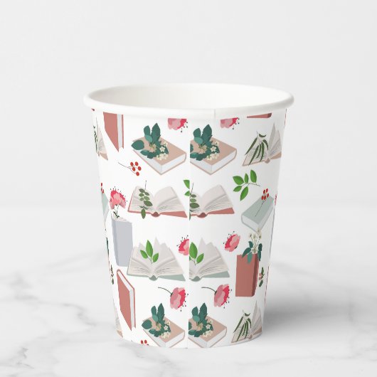 Botanische Bücher und Bibliothekslesemuster Pappbecher (Rechts)