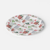 Botanische Bücher und Bibliothekslesemuster Pappteller (Schrägansicht)