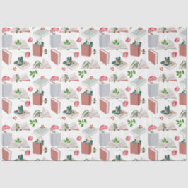 Botanische Bücher und Bibliothekslesemuster Seidenpapier