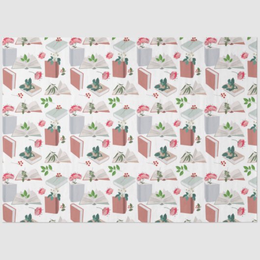 Botanische Bücher und Bibliothekslesemuster Seidenpapier (Vorderseite)