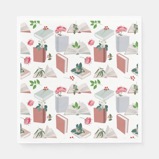 Botanische Bücher und Bibliothekslesemuster Serviette (Vorderseite)