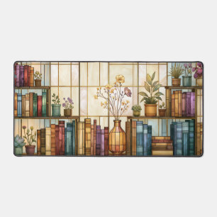 Botanische Bücherregal-Buntglas-Bibliothek Schreibtischunterlage