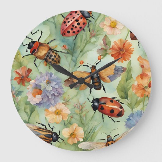 Botanische Bug Symphonie Große Wanduhr (Vorderseite)