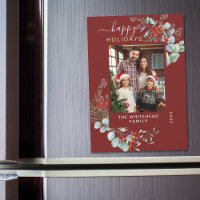 Botanische Burgund-Holiday-Magnet-Karte