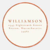 Botanische Burnt Orange Wedding Rücksendeadresse Runder Aufkleber (Vorderseite)