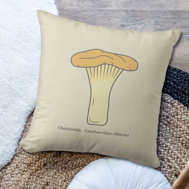 Botanische Chanterelle Mushroom Pillow Kissen (Botanical Chanterelle Mushroom Pillow)