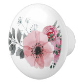 Botanische Chic floral elegante graurosa Blume Keramikknauf (Rechts)
