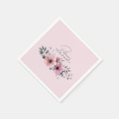 Botanische Chic floral elegante graurosa Blume Serviette (Ecke)
